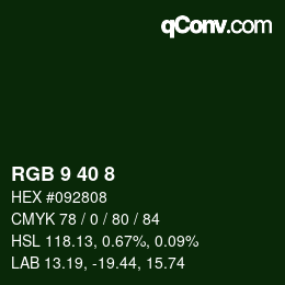 Color code: RGB 9 40 8 | qconv.com