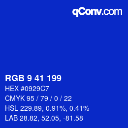 Color code: RGB 9 41 199 | qconv.com