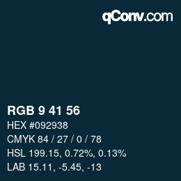 Color code: RGB 9 41 56 | qconv.com