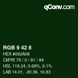 Color code: RGB 9 42 8 | qconv.com