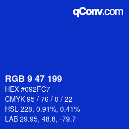 Color code: RGB 9 47 199 | qconv.com