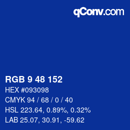 カラーコード: RGB 9 48 152 | qconv.com