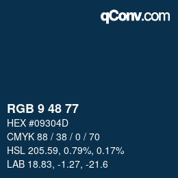 カラーコード: RGB 9 48 77 | qconv.com