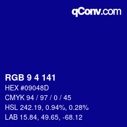 Color code: RGB 9 4 141 | qconv.com