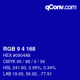 Color code: RGB 9 4 168 | qconv.com