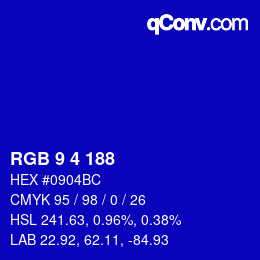 Color code: RGB 9 4 188 | qconv.com