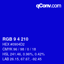 Color code: RGB 9 4 210 | qconv.com