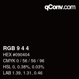 Color code: RGB 9 4 4 | qconv.com