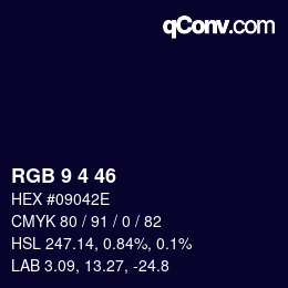 Color code: RGB 9 4 46 | qconv.com