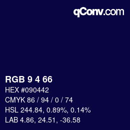 Color code: RGB 9 4 66 | qconv.com