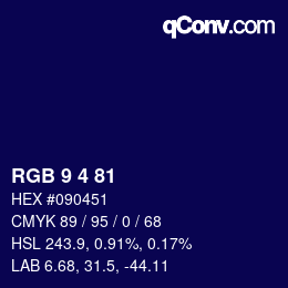 Color code: RGB 9 4 81 | qconv.com