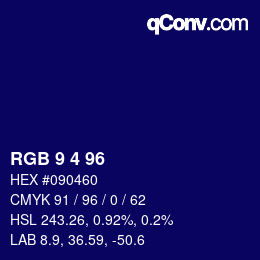 Color code: RGB 9 4 96 | qconv.com