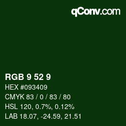 Color code: RGB 9 52 9 | qconv.com