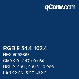 カラーコード: RGB 9 54.4 102.4 | qconv.com