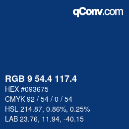 カラーコード: RGB 9 54.4 117.4 | qconv.com