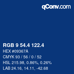 カラーコード: RGB 9 54.4 122.4 | qconv.com