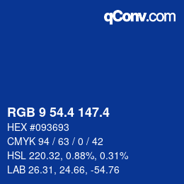 カラーコード: RGB 9 54.4 147.4 | qconv.com