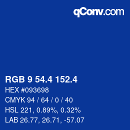 カラーコード: RGB 9 54.4 152.4 | qconv.com