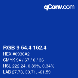 カラーコード: RGB 9 54.4 162.4 | qconv.com