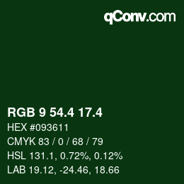 カラーコード: RGB 9 54.4 17.4 | qconv.com