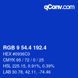 カラーコード: RGB 9 54.4 192.4 | qconv.com