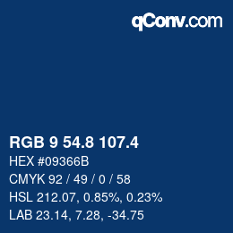 カラーコード: RGB 9 54.8 107.4 | qconv.com