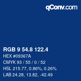 カラーコード: RGB 9 54.8 122.4 | qconv.com