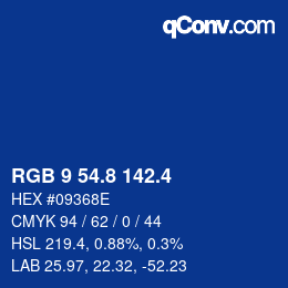 カラーコード: RGB 9 54.8 142.4 | qconv.com