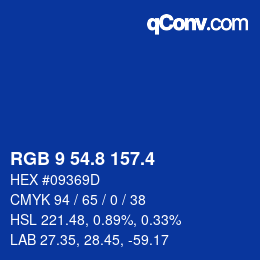 カラーコード: RGB 9 54.8 157.4 | qconv.com