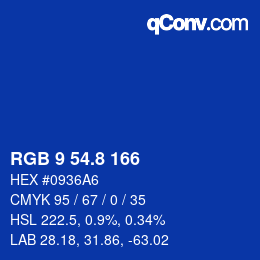 カラーコード: RGB 9 54.8 166 | qconv.com