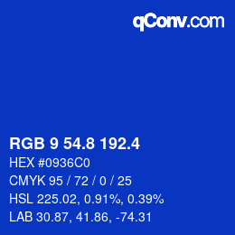 カラーコード: RGB 9 54.8 192.4 | qconv.com