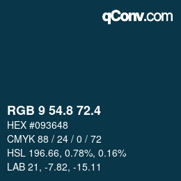 カラーコード: RGB 9 54.8 72.4 | qconv.com