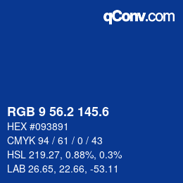 カラーコード: RGB 9 56.2 145.6 | qconv.com