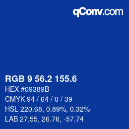 カラーコード: RGB 9 56.2 155.6 | qconv.com