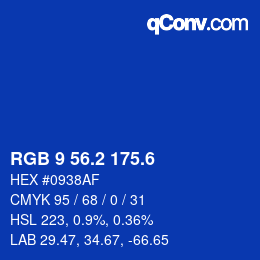 カラーコード: RGB 9 56.2 175.6 | qconv.com