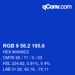 カラーコード: RGB 9 56.2 195.6 | qconv.com