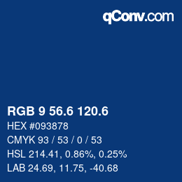 カラーコード: RGB 9 56.6 120.6 | qconv.com