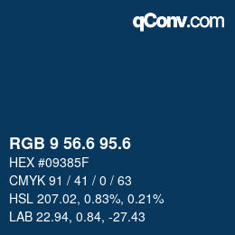 カラーコード: RGB 9 56.6 95.6 | qconv.com