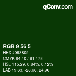 Color code: RGB 9 56 5 | qconv.com
