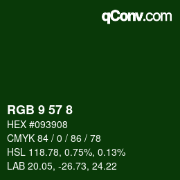 カラーコード: RGB 9 57 8 | qconv.com