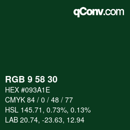 颜色代码: RGB 9 58 30 | qconv.com