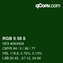 Color code: RGB 9 58 8 | qconv.com
