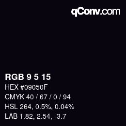 Color code: RGB 9 5 15 | qconv.com