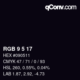 Color code: RGB 9 5 17 | qconv.com