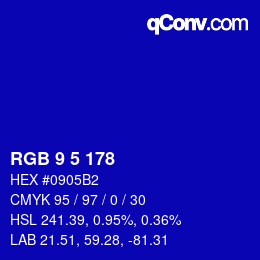 カラーコード: RGB 9 5 178 | qconv.com