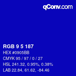 Color code: RGB 9 5 187 | qconv.com
