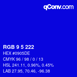 Color code: RGB 9 5 222 | qconv.com