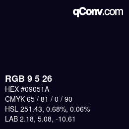 カラーコード: RGB 9 5 26 | qconv.com