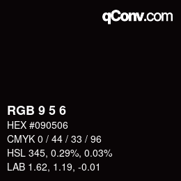 Color code: RGB 9 5 6 | qconv.com