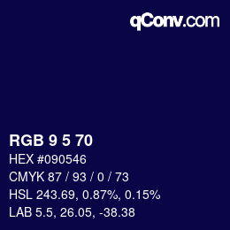 Color code: RGB 9 5 70 | qconv.com